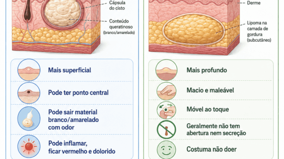 Caroço na pele: pode ser cisto sebáceo ou lipoma?