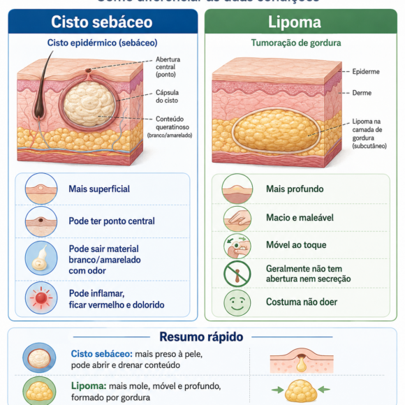 Caroço na pele: pode ser cisto sebáceo ou lipoma?