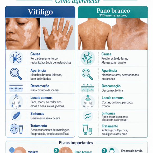 Como saber se é vitiligo ou pano branco?