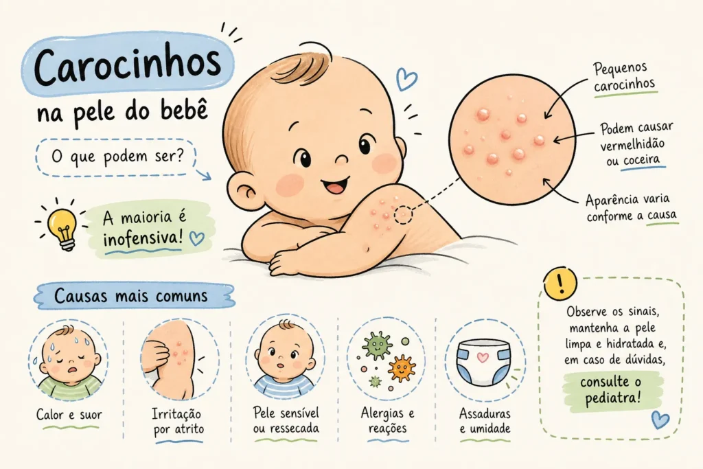 carocinhos na pele do bebe